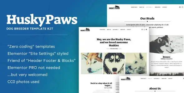 HuskyPaws – Dog Breeder Elementor Template Kit